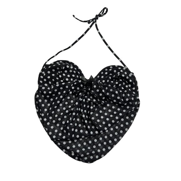 Outcast Yule Polka Dotted Crop Top in Black - Picture 1 of 6